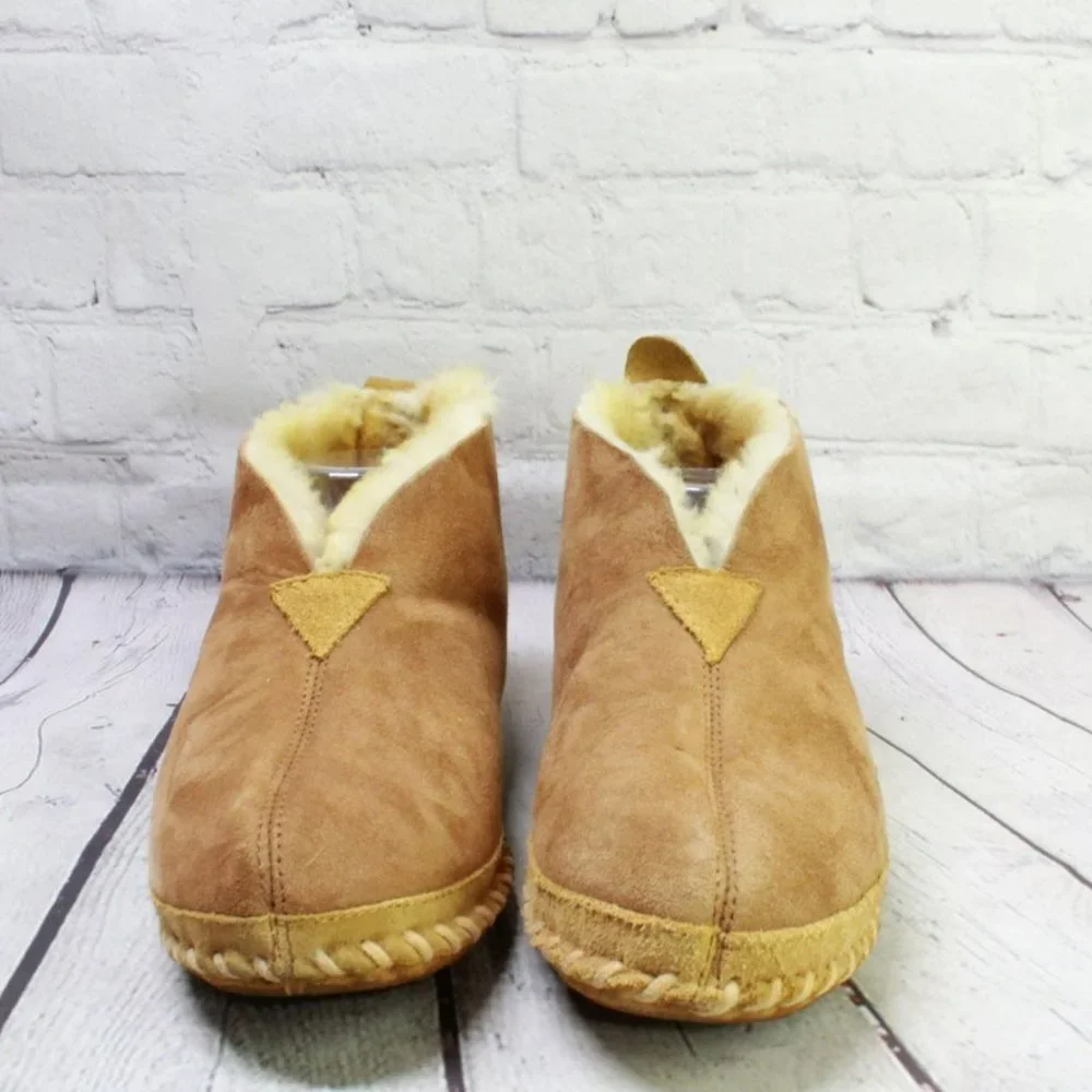LL Bean Brown Suede Wicked Good Shearling Lined Slipper Ankle Boot Size 7 M - Picture 4 of 9